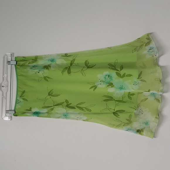 Wrapper Dresses & Skirts - Vintage lime green floral midi skirt